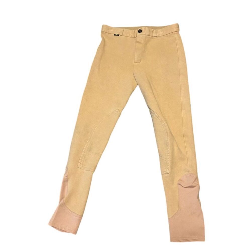 Saxon Kids Riding Pants Beige Size 16 Knee Patch Elastic Waistband